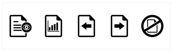A set of 5 Document icons as view document, graph page, receive file vector