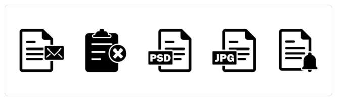 A set of 5 Document icons as document, wrong page, file vector