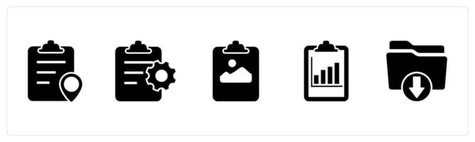 A set of 5 Document icons as location page, page setting, image document vector