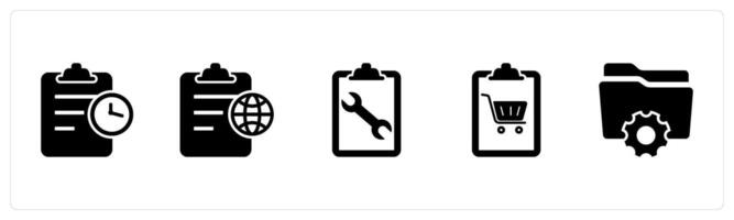 A set of 5 Document icons as page time, global page, page settings vector