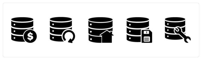A set of 5 Internet icons as finance server, update server, home server vector
