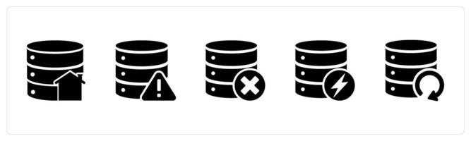 A set of 5 Internet icons as home server, server maintenance, wrong server vector