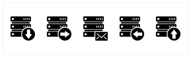 A set of 5 Internet icons as download server, send server, server message vector