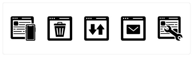A set of 5 Internet icons as responsive, trash webpage, synchronize webpage vector