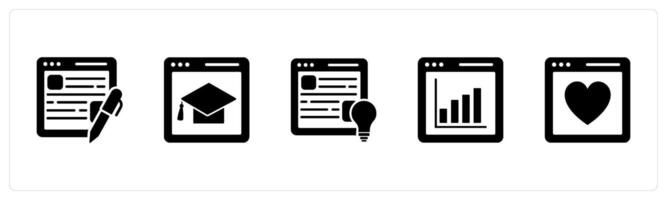 A set of 5 Internet icons as edit webpage, online education, webpage idea vector