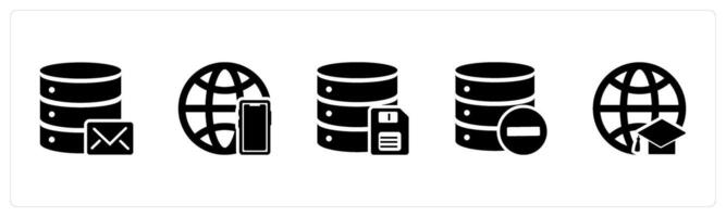 A set of 5 Internet icons as server message, global business, server vector