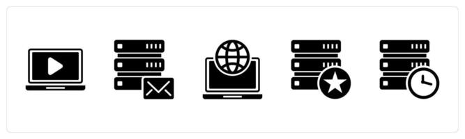 A set of 5 Internet icons as online , server message, web browser vector