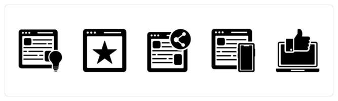 A set of 5 Internet icons as webpage idea, favorite webpage, share webpage vector