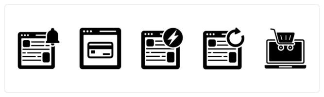 A set of 5 Internet icons as webpage notification, online payment, webpage vector