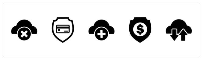 A set of 5 Internet icons as wrong cloud, card security, add cloud vector