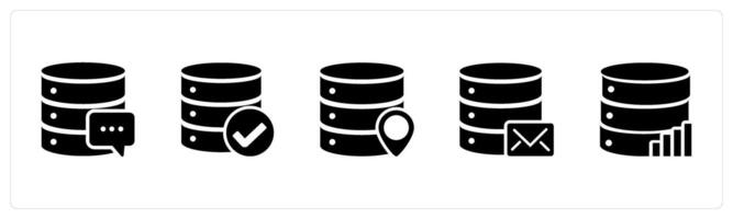 A set of 5 Internet icons as server message, approved server, server location vector