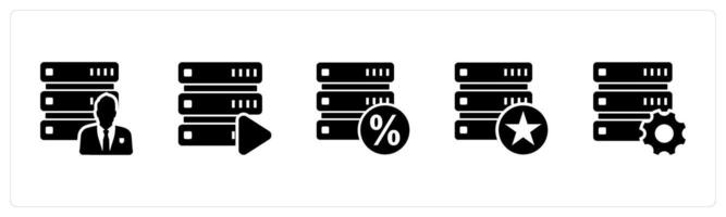 A set of 5 Internet icons as server owner, server , server discount vector