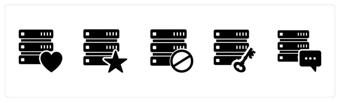 un conjunto de 5 5 Internet íconos como favorito servidor, servidor prohibido, servidor proteccion vector