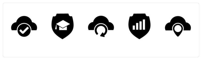 A set of 5 Internet icons as approved cloud, education security, update cloud vector