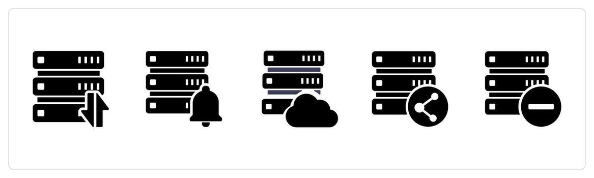 un conjunto de 5 5 Internet íconos como sincronizar servidor, servidor notificación, nube servidor vector