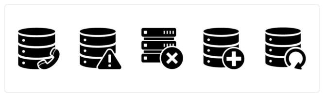 A set of 5 Internet icons as call server, server maintenance, wrong server vector