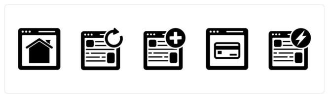 A set of 5 Internet icons as home page, update webpage, create webpage vector