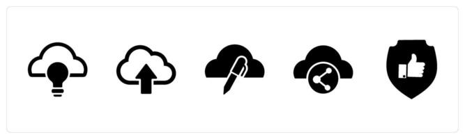 A set of 5 Internet icons as cloud idea, upload cloud, edit cloud vector