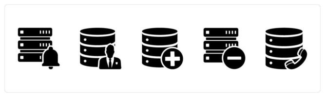 A set of 5 Internet icons as server notification, private server, add server vector