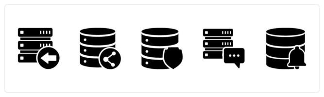 A set of 5 Internet icons as receive server, share server, server shield vector
