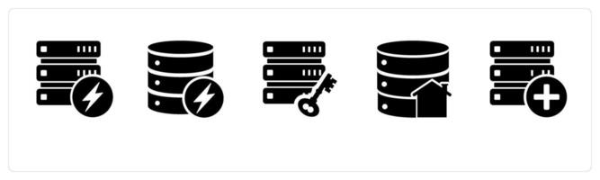 A set of 5 Internet icons as fast server, server, server protection vector