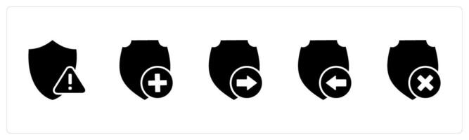 A set of 5 Internet icons as shield error, create shield, send shield vector