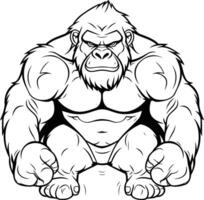 A gorilla with a big head and big muscles vector