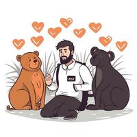 A man with a beard and two bears vector