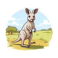 A cartoon kangaroo standing on its hind legs in the field vector