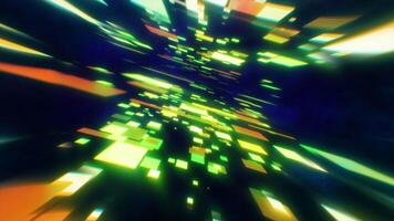 A dynamic glowing green and yellow squares in motion conveying a sense of speed and futuristic technology to data, digital innovation high-tech environments video