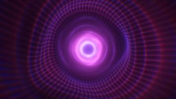 A mesmerizing pink and blue vortex with a geometric wireframe futuristic glowing tunnel effect for conveying technology, digital worlds, or abstract energy video