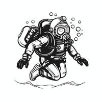 Diving diver with mask and helmet on isolated background vector