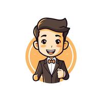 A cartoon man in a tuxedo with a bow tie vector