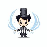 A cartoon man in a top hat and suit vector