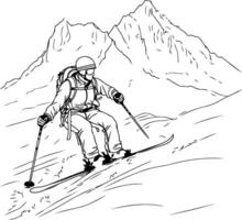 A man skiing down a mountain in the snow vector