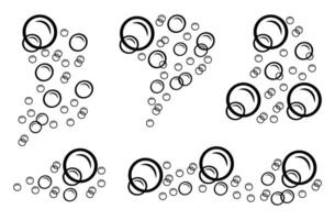 Set of linear soap bubbles. doodle illustration of foam of different shapes. Fizzy balls for design vector