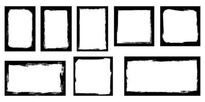 Rectangular grunge frame. Square window with uneven scratched borders. Retro style vignette vector