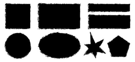 Set of various shapes with jagged edges drawn with brush. Pieces of torn paper vector