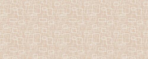 Neutrals color abstract seamless pattern. Beige endless graphic outline shapes horizontal banner. Trendy neutral colors aesthetic hand drawn background. Pastel light brown boho style texture eps print vector
