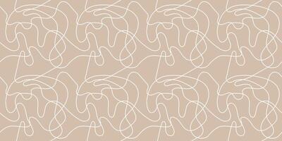 Neutrals color art doodle abstract seamless pattern. Beige endless intertwined strokes print. Trendy neutral colors aesthetic linear scribble. Muted light brown texture for fabric, wrapping, branding vector