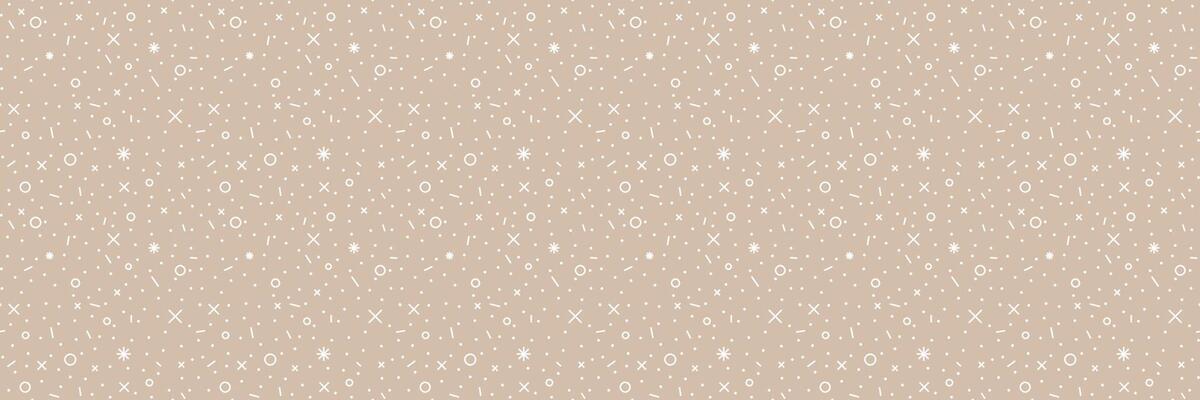 Neutrals color art doodle abstract seamless pattern. Beige endless geometric background. Trendy neutral colors aesthetic linear crosses and circles. Muted light brown texture for textile, wallpaper