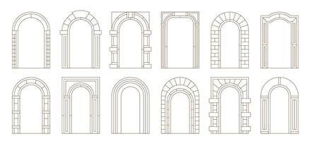 Boho arch door frames and arc shaped line borders vector
