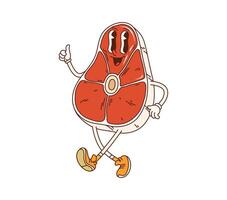 Steak groovy barbeque slice of meat character vector