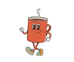 retro dibujos animados desayuno café taza personaje vector