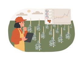 Analytics for crop yield forecast isolated cartoon illustrations. vector