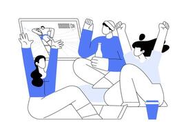 Watching game on tv isolated cartoon illustrations. vector