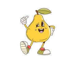 retro dibujos animados maravilloso Pera Fruta personaje vector