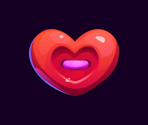 Cartoon heart button for game asset, bonus award