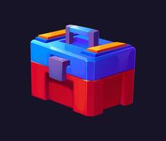 Cartoon futuristic sci fi game toolbox space chest vector