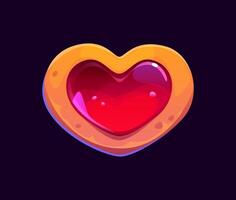 Heart gem for cartoon game asset or GUI element vector
